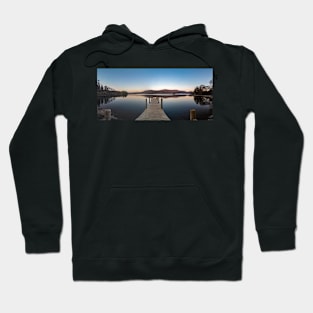 Morning Lake View with Jetty and Mountains Hoodie